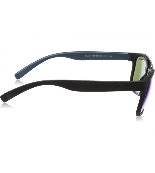 Rectangular Men's An4248 Baller Rectangular Sunglasses - Matte Black/Green Mirror Light Blue - CC18CAH9I8H $84.42