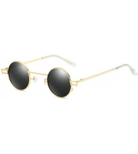 Round Sunglasses Designer Sunshade Eyewear - Black&gold - C5192QZM2S9 $22.27