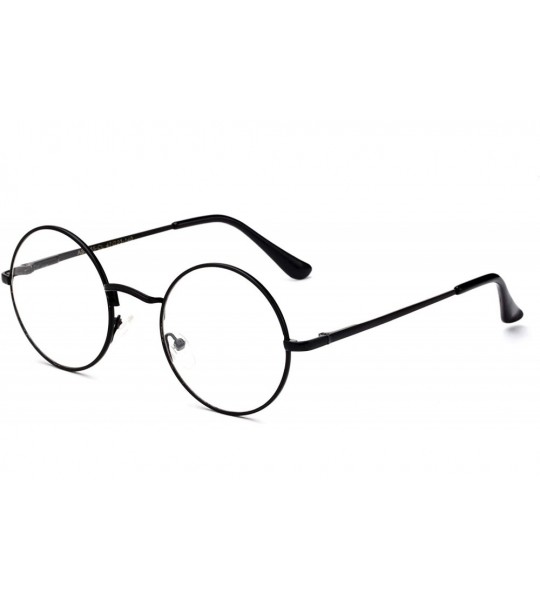 Round John Lennon Glasses Hippy 60's Vintage Retro Round Sunglasses & Clear Lens - Clear Lens - Black - CM18LSS2YEC $17.34