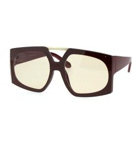 Sport Womens Flat Top Retro Racer Plastic Robotic Sunglasses - Burgundy Brown - CH18EW76EZO $23.63