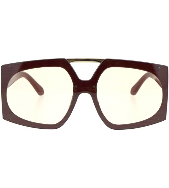 Sport Womens Flat Top Retro Racer Plastic Robotic Sunglasses - Burgundy Brown - CH18EW76EZO $23.63