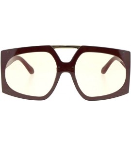 Sport Womens Flat Top Retro Racer Plastic Robotic Sunglasses - Burgundy Brown - CH18EW76EZO $23.63