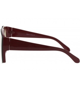 Sport Womens Flat Top Retro Racer Plastic Robotic Sunglasses - Burgundy Brown - CH18EW76EZO $23.63