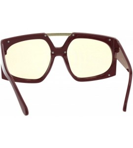 Sport Womens Flat Top Retro Racer Plastic Robotic Sunglasses - Burgundy Brown - CH18EW76EZO $23.63