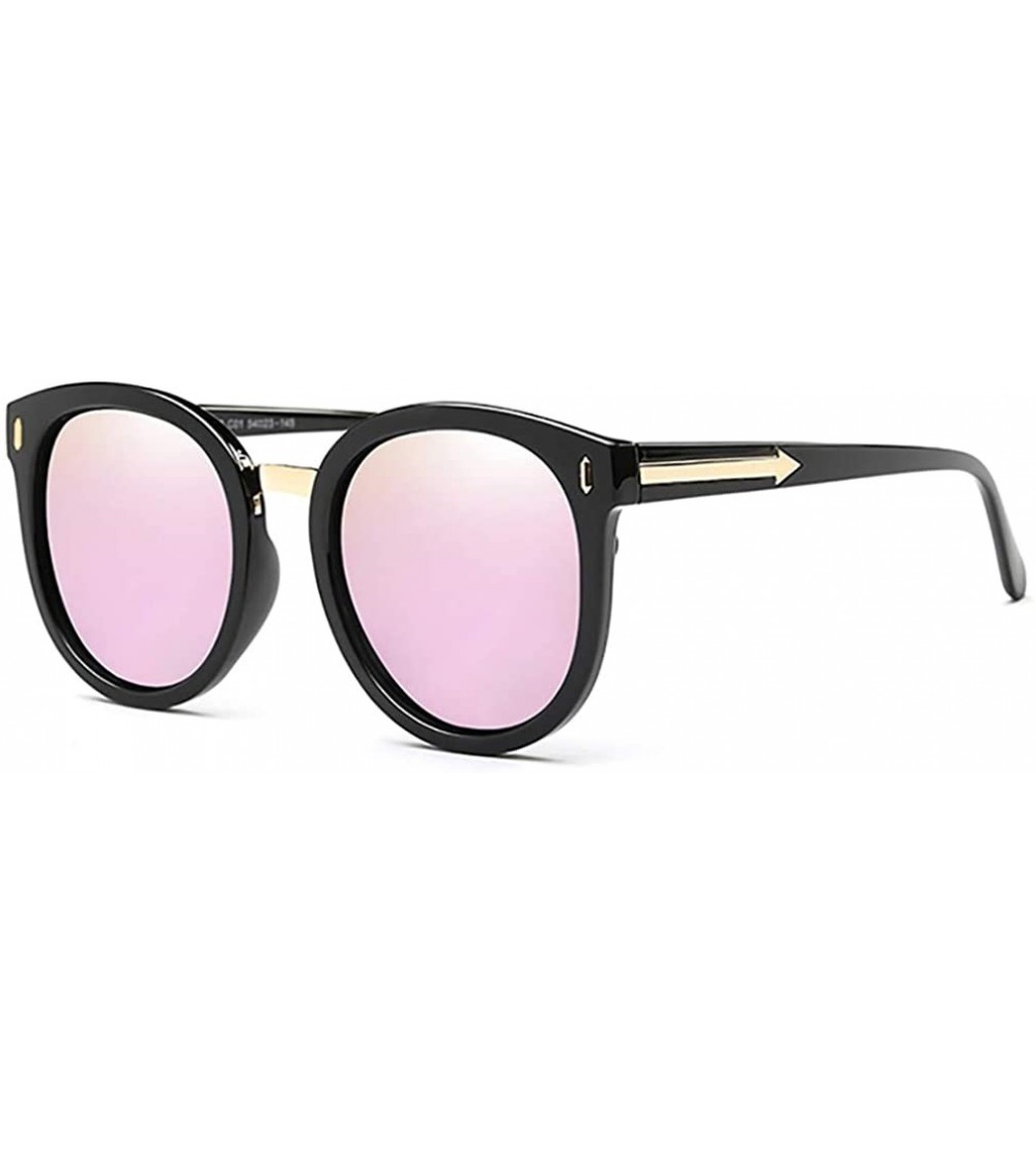 Round Sunglasses women sunglasses street shot polarized sunglasses anti-ultraviolet round face - Pink - C6199CKAGEK $51.24