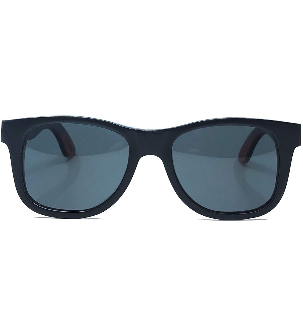 Wayfarer Wooboo Bamboo Jetsetter Skateboard Sunglasses - Unisex Polarized - Black Frame - CF18YG4GWQ6 $82.00