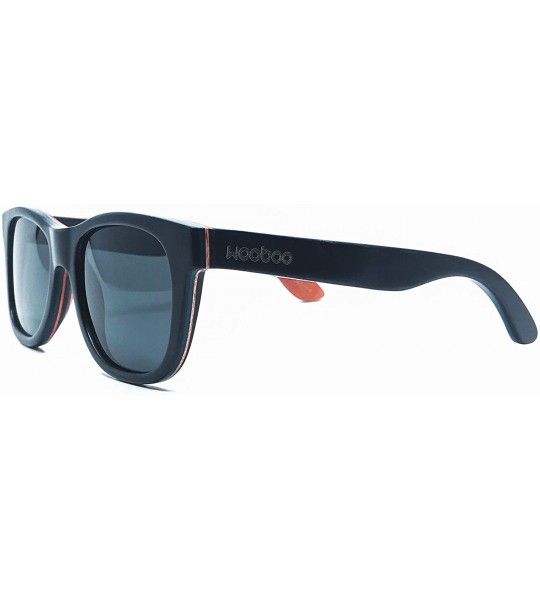 Wayfarer Wooboo Bamboo Jetsetter Skateboard Sunglasses - Unisex Polarized - Black Frame - CF18YG4GWQ6 $82.00