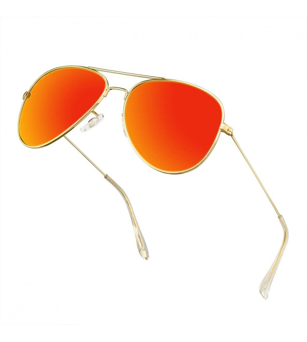 Aviator Polarized Aviator Sunglasses for Men/Women Metal Mens Sunglasses Driving Sun Glasses - Orange Lens/Gold Frame - CL18L...