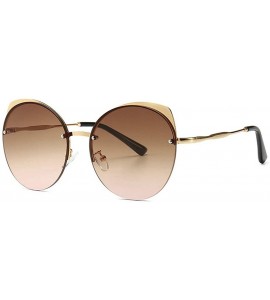 Round Fashion Round frame Lady Brand Designer Cat glasses Vintage men sun glasses UV400 - Brown - C018S76Q7LU $23.87