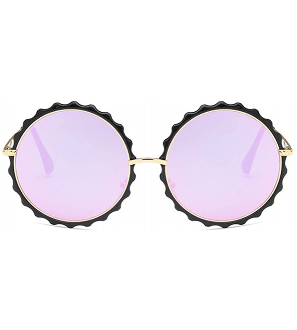 Round Unisex Sunglasses Retro Bright Black Grey Drive Holiday Round Non-Polarized UV400 - Bright Black Purple - CQ18RH6SDAM $...