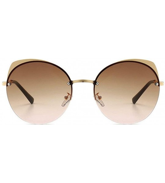 Round Fashion Round frame Lady Brand Designer Cat glasses Vintage men sun glasses UV400 - Brown - C018S76Q7LU $23.87