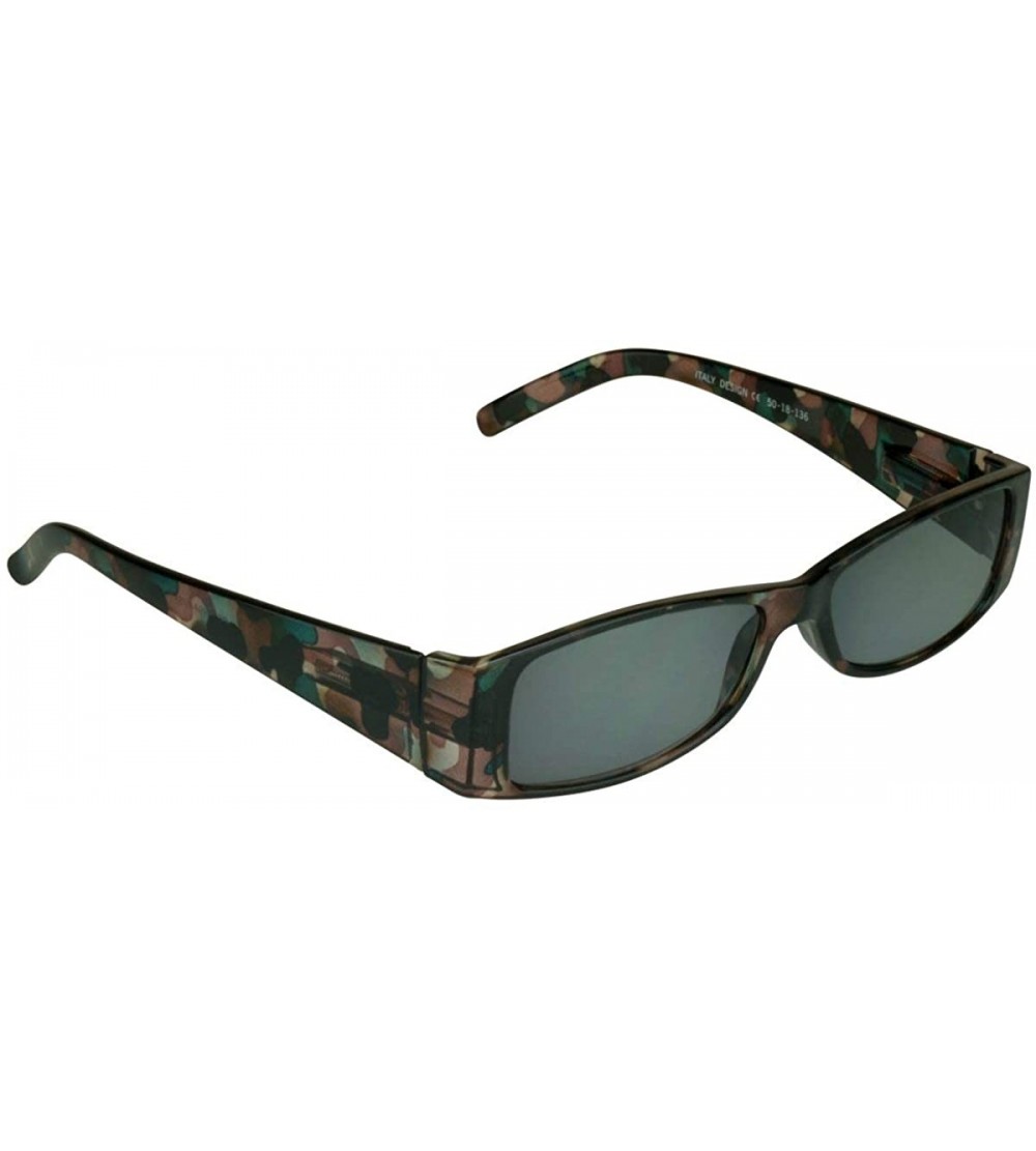 Square Womens Full Lens Reading Sunglasses Sun Reader Rectangle Plastic Frame - Camo Green - CL128DNCTYH $22.72