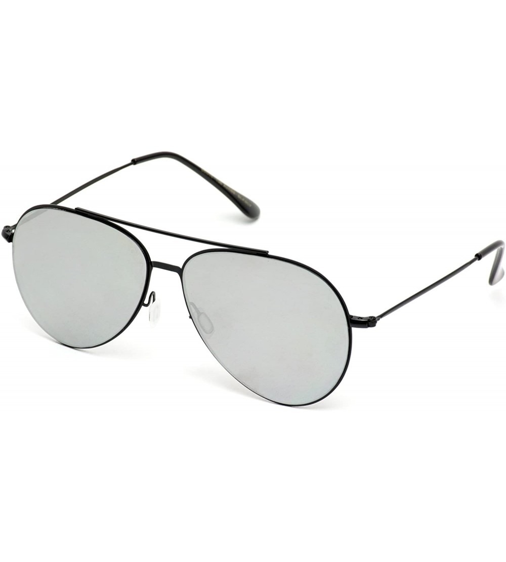 Aviator Modern Metal Frame Aviator Sunglasses - Black Frame/Silver Lens - C6184XL6K30 $20.12