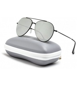 Aviator Modern Metal Frame Aviator Sunglasses - Black Frame/Silver Lens - C6184XL6K30 $20.12