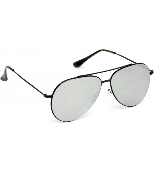 Aviator Modern Metal Frame Aviator Sunglasses - Black Frame/Silver Lens - C6184XL6K30 $20.12