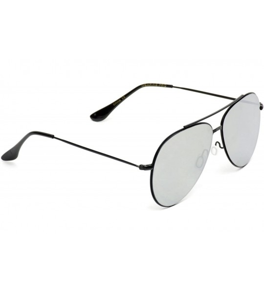 Aviator Modern Metal Frame Aviator Sunglasses - Black Frame/Silver Lens - C6184XL6K30 $20.12