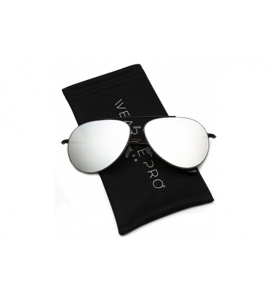 Aviator Modern Metal Frame Aviator Sunglasses - Black Frame/Silver Lens - C6184XL6K30 $20.12