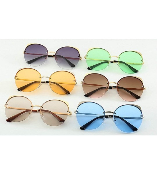 Round Fashion Round frame Lady Brand Designer Cat glasses Vintage men sun glasses UV400 - Brown - C018S76Q7LU $23.87