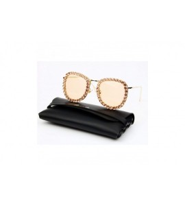 Sport Women's Crystal Rhinestone Sunglasses Metal Frame Fashion UV400 Protection Glasses - Orange - CE195WH7M04 $28.91