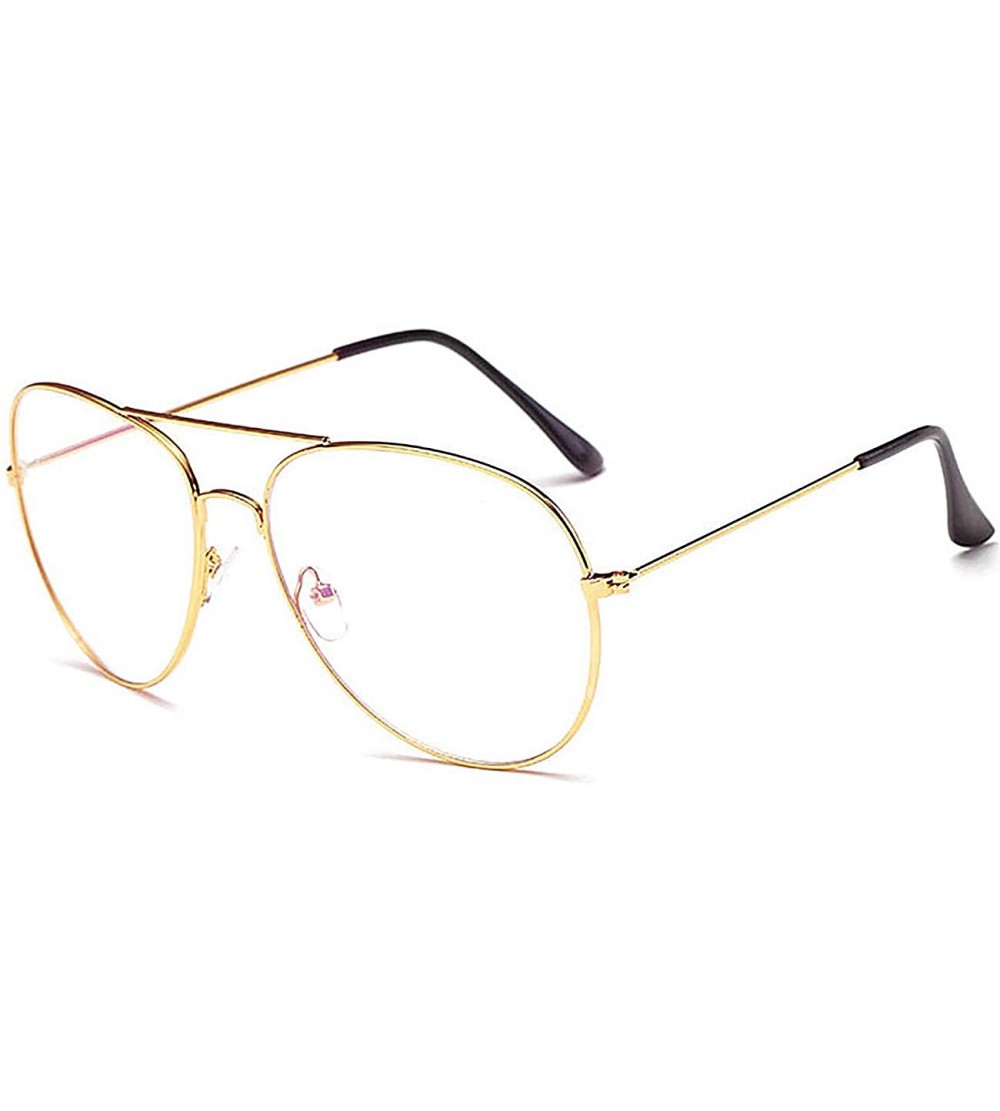 Aviator Aviator Glasses for Men Women with Metal Frame Clear Lens 80s style 4001 - Gold - CH18AQY308I $18.37