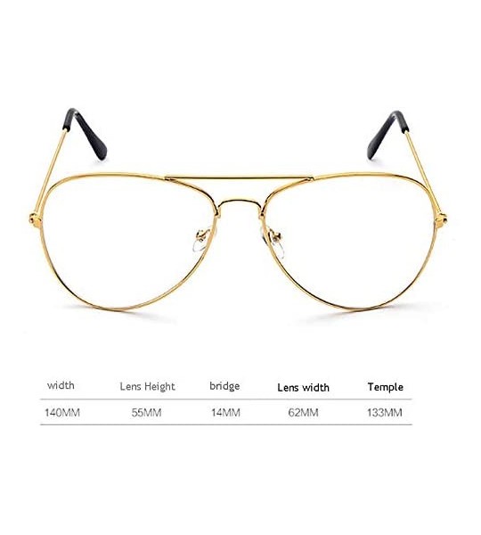 Aviator Aviator Glasses for Men Women with Metal Frame Clear Lens 80s style 4001 - Gold - CH18AQY308I $18.37