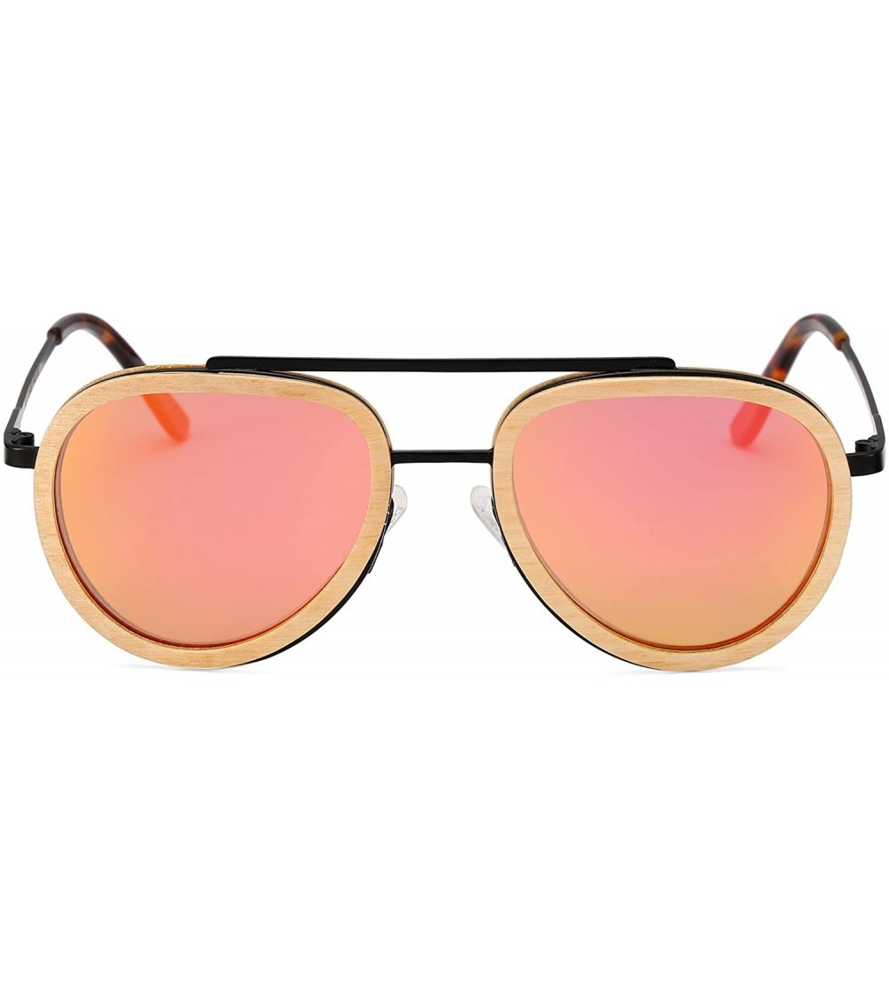 Sport Wood Sunglasses for Women Men Polarized UV Protection Womens Retro Vintage Sunglasses Shades - C118GRO09LN $42.79