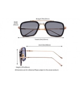 Aviator Retro Aviator Square Iron Man Sunglasses Tony Stark Glasses Eyewear Metal Frame for Men Women - CG18WED3A3K $19.13