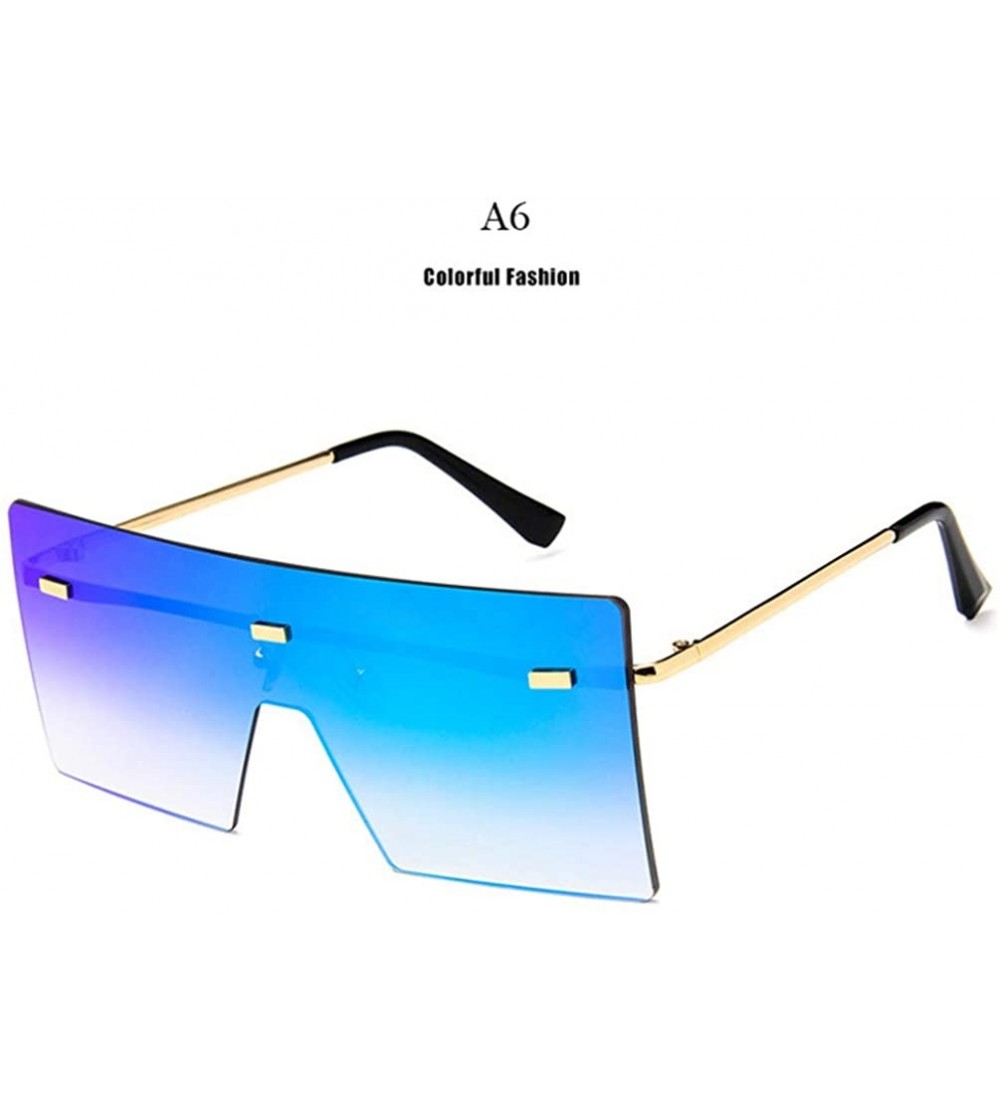 Rimless Unisex Fashion Oversized Square Rimless Sunglasses Women Designer Flat Top Sun Glasses Travel Gradient - A6 - CV18Y6H...