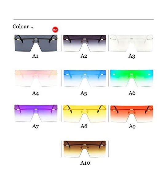 Rimless Unisex Fashion Oversized Square Rimless Sunglasses Women Designer Flat Top Sun Glasses Travel Gradient - A6 - CV18Y6H...