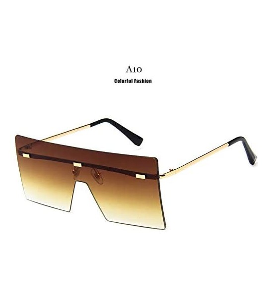 Rimless Unisex Fashion Oversized Square Rimless Sunglasses Women Designer Flat Top Sun Glasses Travel Gradient - A6 - CV18Y6H...