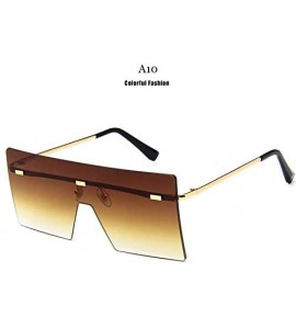 Rimless Unisex Fashion Oversized Square Rimless Sunglasses Women Designer Flat Top Sun Glasses Travel Gradient - A6 - CV18Y6H...