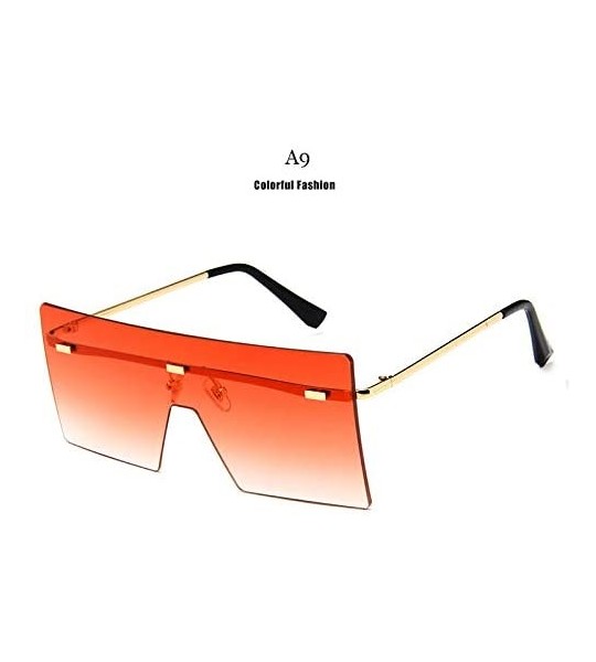 Rimless Unisex Fashion Oversized Square Rimless Sunglasses Women Designer Flat Top Sun Glasses Travel Gradient - A6 - CV18Y6H...