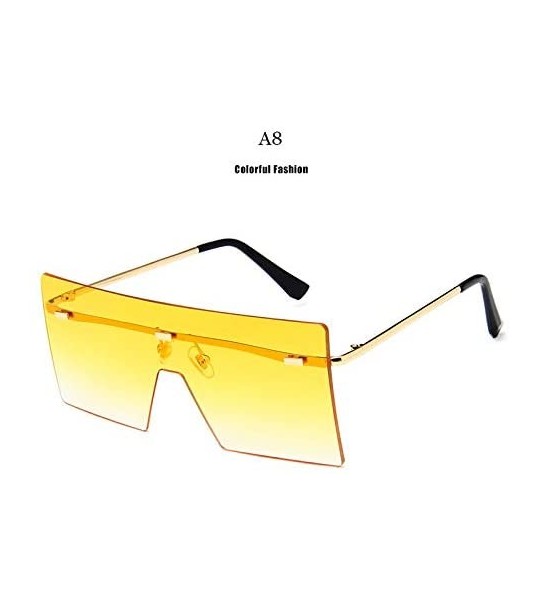 Rimless Unisex Fashion Oversized Square Rimless Sunglasses Women Designer Flat Top Sun Glasses Travel Gradient - A6 - CV18Y6H...