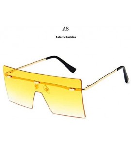 Rimless Unisex Fashion Oversized Square Rimless Sunglasses Women Designer Flat Top Sun Glasses Travel Gradient - A6 - CV18Y6H...