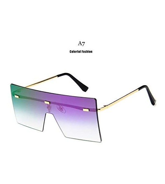 Rimless Unisex Fashion Oversized Square Rimless Sunglasses Women Designer Flat Top Sun Glasses Travel Gradient - A6 - CV18Y6H...