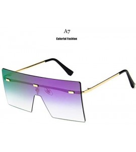 Rimless Unisex Fashion Oversized Square Rimless Sunglasses Women Designer Flat Top Sun Glasses Travel Gradient - A6 - CV18Y6H...