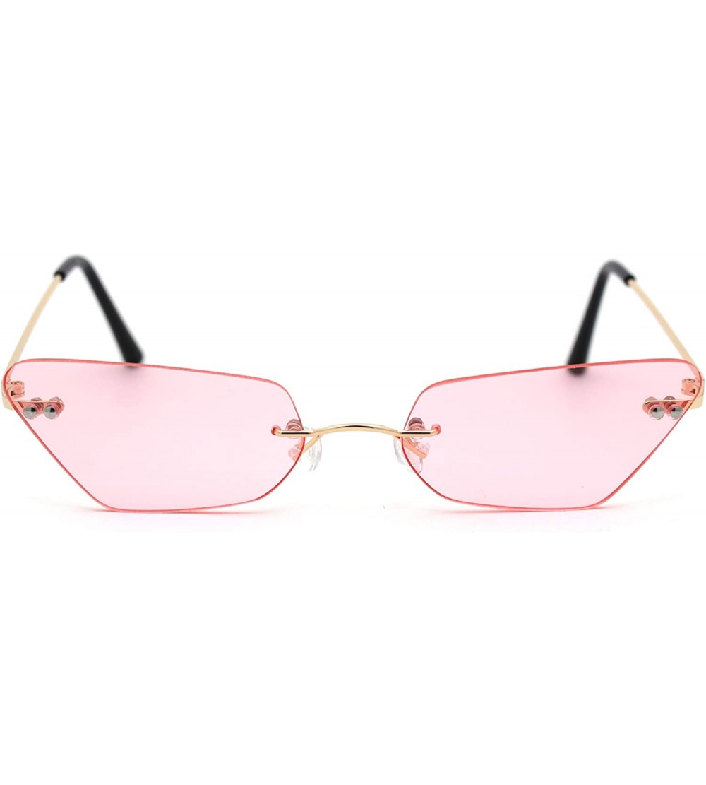 Cat Eye Womens Hippie Color Lens Rimless Cat Eye Sunglasses - Gold Pink - CL18Y2O46QN $24.09