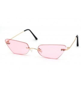 Cat Eye Womens Hippie Color Lens Rimless Cat Eye Sunglasses - Gold Pink - CL18Y2O46QN $24.09