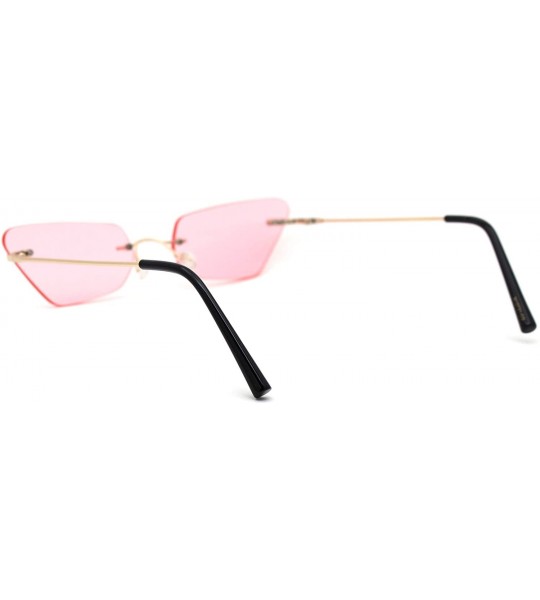 Cat Eye Womens Hippie Color Lens Rimless Cat Eye Sunglasses - Gold Pink - CL18Y2O46QN $24.09