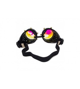 Goggle Kaleidoscope Rave Goggles Steampunk Cosplay Glasses Goggles with Rainbow Crystal Glass Lens - Black - CC189C9Q8G0 $23.35