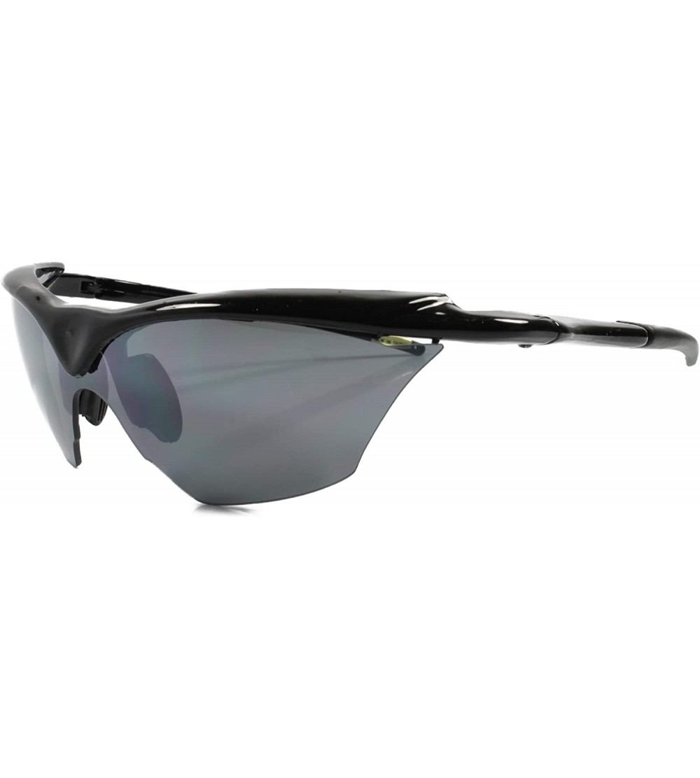 Wrap Vintage Slick Design Wrap Around Athletic Sport Sunglasses Frame - Black - CK18T27QYCM $23.28