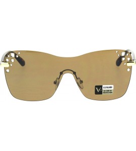 Rimless Womens Rhinestone Panel Shield Oversize Butterfly Fashion Sunglasses - Tortoise Brown - CW18E6LUG0Q $23.40