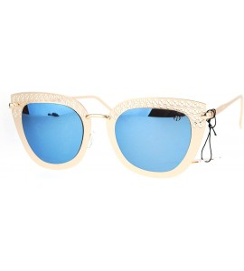 Square Womens Fashion Sunglasses Square Butterfly Metal Cutout Frame UV 400 - Gold (Blue Mirror) - C017AAQ3MDD $22.54