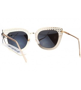 Square Womens Fashion Sunglasses Square Butterfly Metal Cutout Frame UV 400 - Gold (Blue Mirror) - C017AAQ3MDD $22.54