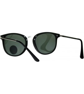 Rectangular Mens Tempered Glass Lens Retro Horn Rim Designer Mod Sunglasses - Black Silver - CH188QNEKO7 $19.29