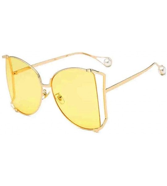 Square Luxury Sunglasses For Women - Big Cat Eye Square Glasses - By SimplyMaelle - Yellow - CT1939W54QG $33.98