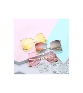 Square Luxury Sunglasses For Women - Big Cat Eye Square Glasses - By SimplyMaelle - Yellow - CT1939W54QG $33.98