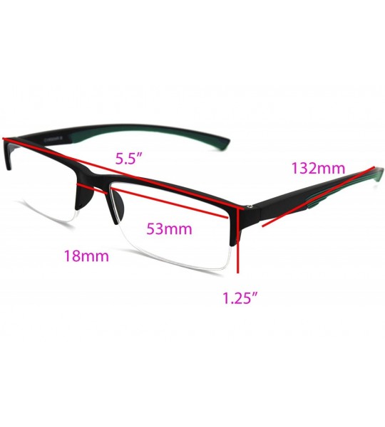 Rimless 6904 SECOND GENERATION Semi-Rimless Flexie Reading Glasses NEW - A4 Dark Green - CV18WYC9Y2Q $32.41
