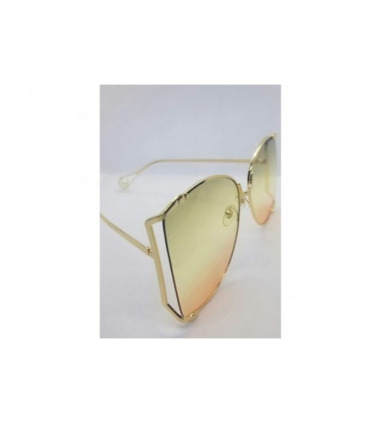 Square Luxury Sunglasses For Women - Big Cat Eye Square Glasses - By SimplyMaelle - Yellow - CT1939W54QG $33.98