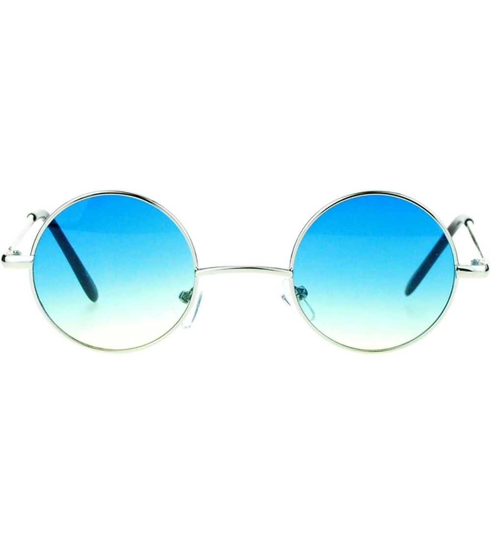 Round Extra Small Snug Color Gradient Retro Vintage Round Circle Lens Sunglasses - Silver Blue Yellow - CI11ZANZWFL $19.53